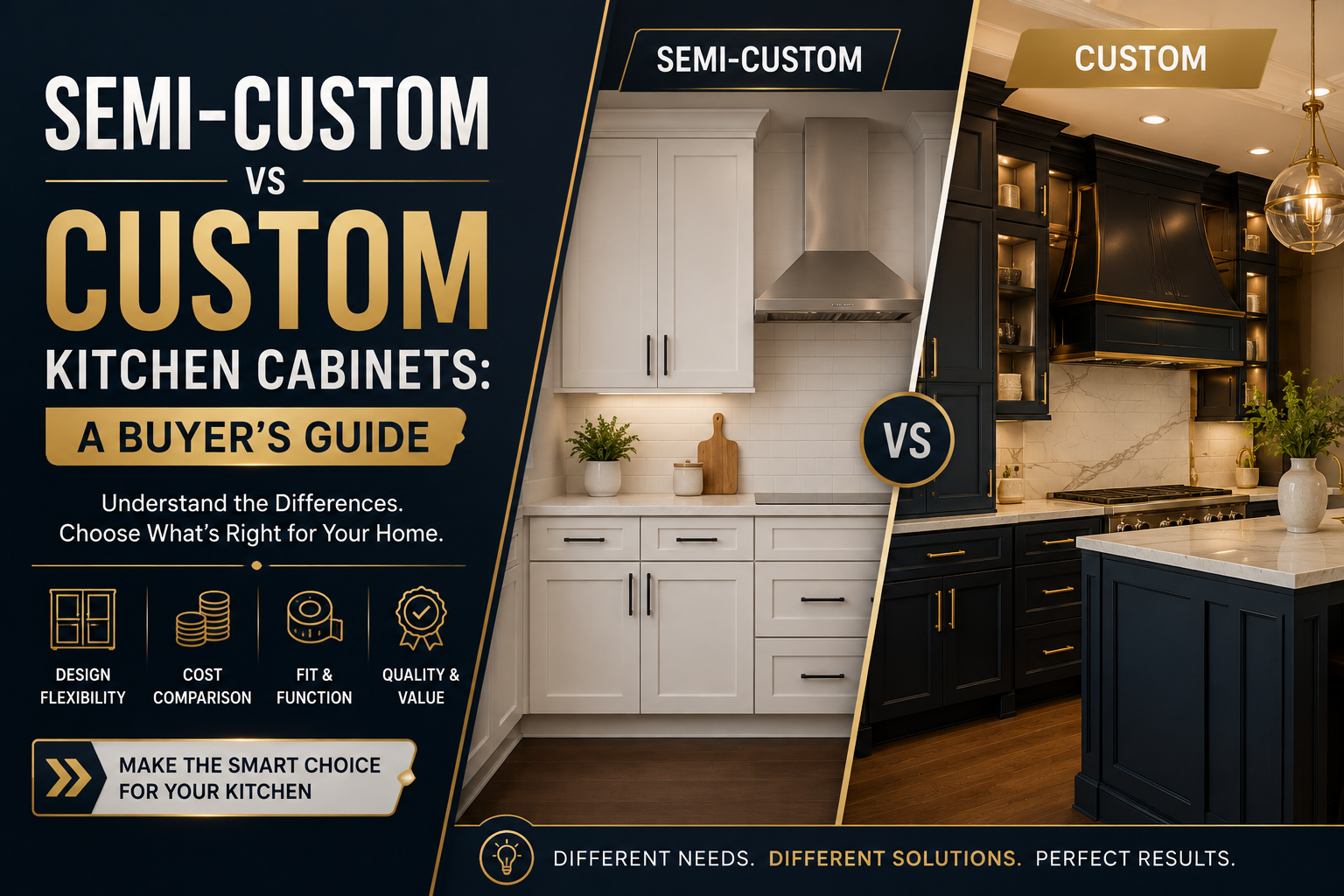 Semi-Custom vs Custom Kitchen Cabinets: A Buyers Guide