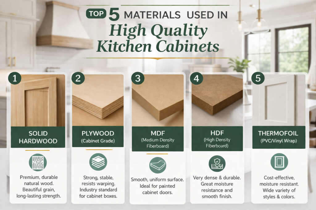 Top 5 Materials Used in High Quality Kitchen Cabinets