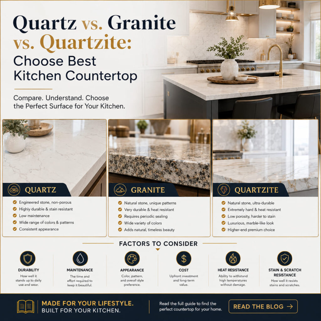 Quartz vs Granite vs Quartzite Best Kitchen Countertop